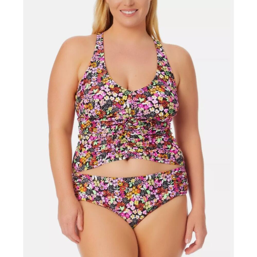 California Waves Swim Halter Tankini Top Ditsy Pluse Size 1 - Picture 2 of 13